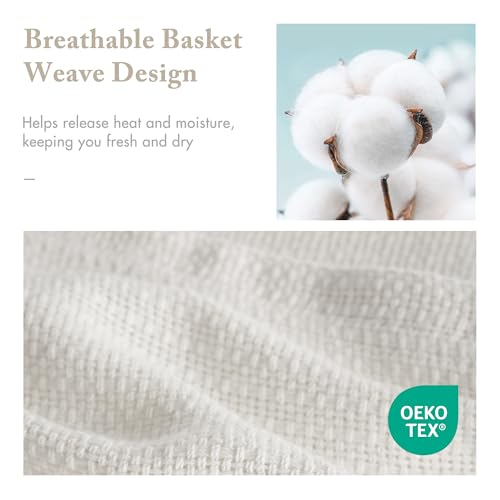 Madison Park Freshspun Basketweave Luxury Cotton Blanket Cream 108x90 King Size Basketweave Premium Soft Cozy 100% Cotton For Bed, Couch or Sofa - color: Cream, size: King