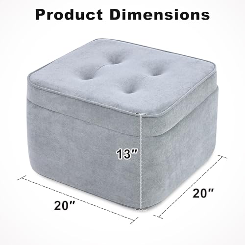 GOFORIT Square Stuffed Pouf Ottoman, Dual-Layer Support Floor Pouf Foot Stool, Foam Filled Ottoman Footrest for Living Room,Dark Grey - color: Dark Grey