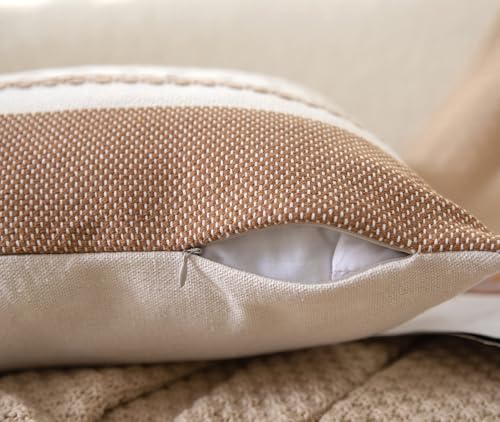 Cethom Boho Throw Pillow Covers 12x20 Inch Set of 2, Brown Textured Decorative Couch Pillow Cases for Farmhouse Home Decor, Accent Cushion Cover for Sofa, Bed, Living Room, Bedroom - color: Brown, size: 20" x 12" (Pack of 2)