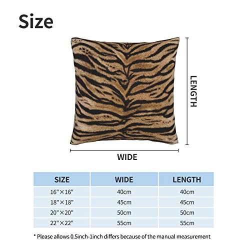 Perinsto Tiger Texture Print Throw Pillow Covers Set of 2 Animal Skin Pattern Decorative Pillowcases Soft Cushion Covers for Sofa Couch Bed Home Decor, 18"X18" - color: Animal Tiger, size: 18" x 18" (Pack of 2)