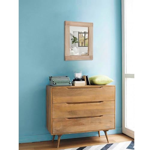 Mirrors for Wall Rustic Wooden Frame Rectangle Mirror Vintage Hanging Mirror for Bedroom Bathroom Living Room Farmhouse Wall Decor Small 16" x 12 " - color: Crude Wood, size: 16"L x 12"W