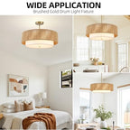 18'' Boho Rattan Chandelier Drum Pendant Light with Fabric Lampshade Hanging Light Fixture 3-Light Farmhouse Chandeliers for Dining Room Bedroom Kitchen Hallway Foyer - color: 18" Rattan&Fabric Gold