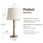 Oneach 19.5” Warm Gold Table Lamps Set of 2, Pull Chain Switch Bedside Table Lamps, Modern Nightstand Lamp with Linen Shade, Small Desk Lamp for Living Room, Bedroom, Home Office, Nursery - color: Warm Gold-2Pack