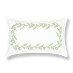 Hofdeco Premium Grandmillennial Patio Indoor Outdoor Lumbar Pillow Cover Only, 12"x20" Water Repellent for Backyard, Couch, Poolside, Grass Green Embroidered Leaves Frame - color: Grass Green Leaves Frame 12"x20"