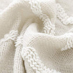 BOURINA Fluffy Chenille Knitted Fringe Throw Blanket Lightweight Soft Cozy for Bed Sofa Chair Throw Blankets Beige 60" x 80" - color: A-beige, size: 60"×80"