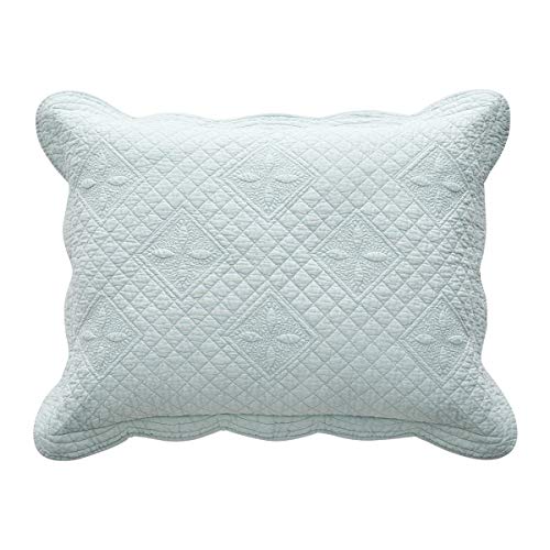 Sage Garden Luxury Pure Cotton Quilted Standard Pillow Sham 20" x 26" By Calla Angel, Light Aqua, Standard - color: Light Aqua, size: Standard