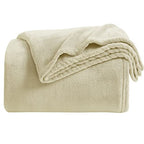 KMUSET Super Soft Throw Blanket Premium Silky Flannel Fleece Throw Size Beige Microfiber Lightweight Blanket All Season Use - color: Beige, size: Throw(50"x60")