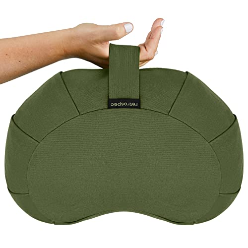 Retrospec Sedona Zafu Meditation Cushion Filled w/Buckwheat Hulls - Yoga Pillow for Meditation Practices - Machine Washable 100% Cotton Cover & Durable Carry Handle; Crescent, Basil (Pack of 4) - color: Basil, size: 1 Count (Pack of 4)