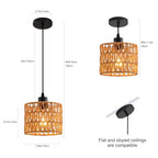 Woven Pendant Light Boho Chandelier, Rattan Pendant Lights Kitchen Island, Farmhouse Pendant Lighting with Hand Woven Wicker Shade, Boho Chandelier Light Fixtures Ceiling Hanging Light - color: 1 Pack Brown