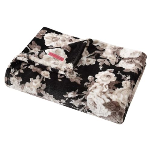 Betsey Johnson - Blanket, Buttery-Soft Throw Blanket for Couch or Bed, Boldly Plush & Oversized Bedding (Vintage Floral Black, 50" x 70") - color: Vintage Floral Black