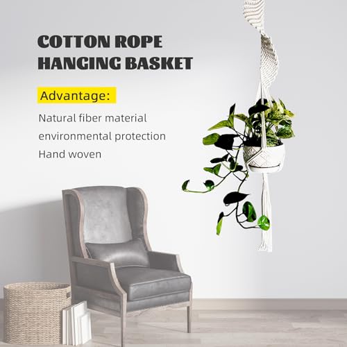 Modern Minimalist Bohemian Style Hanging Planters Plant Net Pocket Hand Woven Hanging Basket Holder Tapestry Flower Basket with Exquisite Tassel Indoor Balcony Decoration (Rotating) - size: Rotating