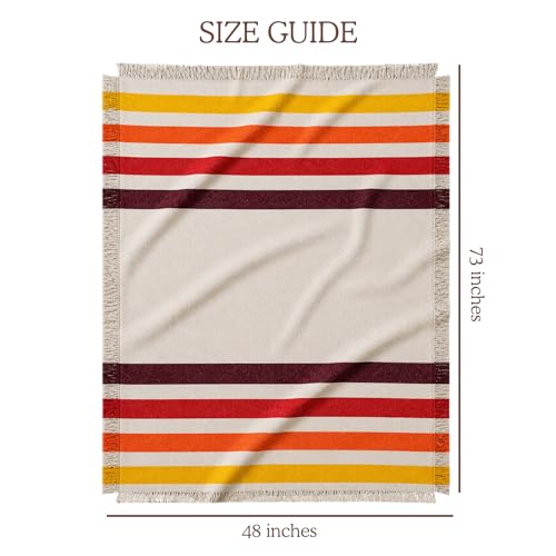 Canyon Glow Striped Afghan Throw Blanket | Thick & Cozy | Cotton USA Made (73x48) - color: Canyon Glow