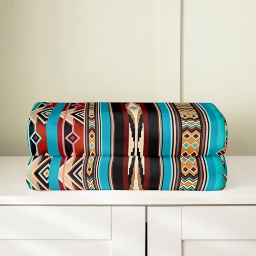 Aztec Flannel Fleece Blanket, Ethnic Tribal Arrow Throw Blanket, Retro Southwestern Native Bohemian Fuzzy Blanket 40"X50", Western Star Geometric Sherpa Blanket Home Dorm Decor, Teal Blue Brown - color: Multi 07, size: 40*50