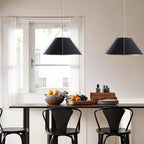 Natural Conical Black Linen Pendant Light for Kitchen Island, 24 Inch Modern Industrial Brass Metal Cage Ceiling Light with Adjustable Design, Elegant Light Fixture for Living Room, Dining Room