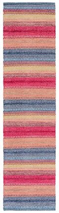 SAFAVIEH Montauk Collection Runner Rug - 2'3" x 9', Blue & Red, Handmade Flat Weave Boho Stripe Cotton, Ideal for High Traffic Areas in Living Room, Bedroom (MTK851M) - color: Blue/Red, size: 2'3" x 9' (Runner)