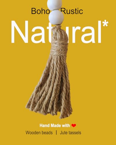 Boho Decor Wood Beads Garland Farmhouse Wall Hanging Decorations Natural Wooden Bead Tassel Decorative for Coffee Table Christmas and Prayer (Nature, 58") - color: Nature, size: 58"