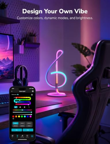 Lepro TB2 AI Smart Table Lamp, RGB+IC Addressable LED Lamps Alexa Google Home Enable, APP Control DIY Color Changing Modern Spiral Lamp, Music Sync, AI Generated Lighting LLM, 2.4 GHz WiFi/Bluetooth - style: Treble Clef