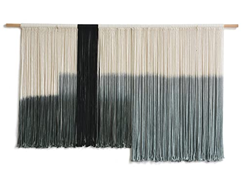 Macrame Wall Hanging Large Dip Dye Tapestry Fiber Wall Art Boho Living Room Bedroom Macrame Wall Decor 59''Wx35''L - color: Grey