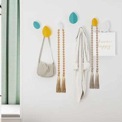 34 Inch Pearl Glass Bead Garland with Tassels - Elegant Boho Table Decor, Fringe Wall Hanging for Wedding, Party, Farmhouse Rustic Prayer Bead Home Decoration(1 Pack,Off White) - color: Off White, size: 1 Pack