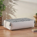 Foamma Pouf Ottoman Natural+Black, 42"x24"x19" - Rectangular Ottoman Foot Rest for Living Room and Bedroom, Pouf Footstool, Foot Rest for Couch, Boho Furniture for Home - color: Natural + Black 2