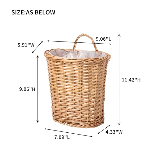 Wall Hanging Basket, Woven Wicker Plant Basket for Door Porch Garden Farmhouse Kitchen - color: Natural, size: Oval