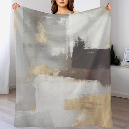Fashion Gradient Blanket, Modern Abstract Baroque Grey Glod Painting Strokes Pattern Soft Warm Cozy Plush Flannel Covers for Livingroom Bedroom Couch Chair Camping Travel Home Decor Tapestry 30x40in - color: Abstract-13, size: 30W" x 40L"