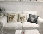 Embroidered Throw Pillow Covers Moose Pattren 18x18 Inches for Living Room Cotton Cushions Covers (Khaki) - color: Moose-khaki