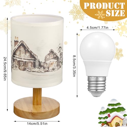 VIHOSE Christmas Table Lamp Indoor Vintage Lamp Shades Small Christmas Lamp Shade Linen Fabric Nightstand Shade Lamp Santa Night Light Christmas Desk Decorations for Bedroom Home Decor - style: Xmas Tree