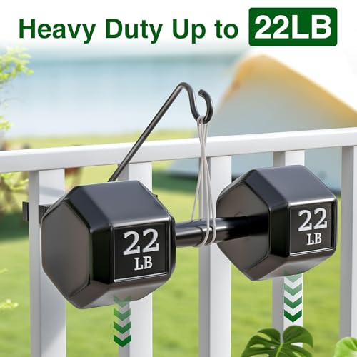 12-Inch 2 Pack Deck Bird Feeder Hanger for Railing, Outdoor Decor Plant Hanger, Balcony Railing Hook - 22LB Capacity - for Hanging Plants, Bird Feeders, Lanterns, Wind Chimes - size: 12 inch 2 Pack