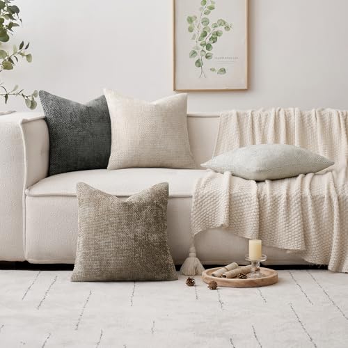 MIULEE Pack of 2 Couch Throw Pillow Covers 18x18 Inch Dark Gray Modern Boho Accent Decorative Pillow Covers Soft Polyester Farmhouse Cushion Covers for Home Decor Bed Sofa Living Room - color: Dark Gray, size: 18" x 18" (Pack of 2)