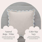 BEBE BASK Scalloped Pillow Cover - Set of 2 - 18 x 18 Inch - Scallop Pillow Cover Natural/White/Beige - 100% Cotton - Grandmillennial Style - color: Natural/White