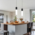 Kitchen Island Pendant Lights LED Black Small Pendant Light 12W with Milky White Lampshade Modern Ceiling Hanging Lamp for Bedroom Bedside Dining Room Table Bathroom, 1 Pack, 3000K-6000K - color: Black, size: 1-Light 1-Pack