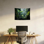 QGHOT Jungle Tapestry Wall Hanging Tropical Rainforest Backdrop Green Palm Leaves Tapestry Extra Large Forest Wall Art for Bedroom Living Room Office Decor, 37x29 inch - size: 28.7"L x 37.4"W