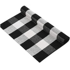 Outdoor Front Door Porch Rug 2x4.3 ft Front Door Rugs Stripe Black White Layering Under Door Mats Rugs. Cotton Woven Checkered Runner, Carpet for Farmhouse Laundry Welcome Deocr