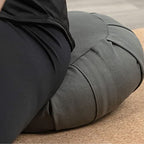 Myga Zafu Yoga Meditation Cushion with Washable Cover - Floor Cushion Pillow with Natural Buckwheat Filling - Soft Round Cotton Design for Meditating or Pranayama Exercises - color: Grey