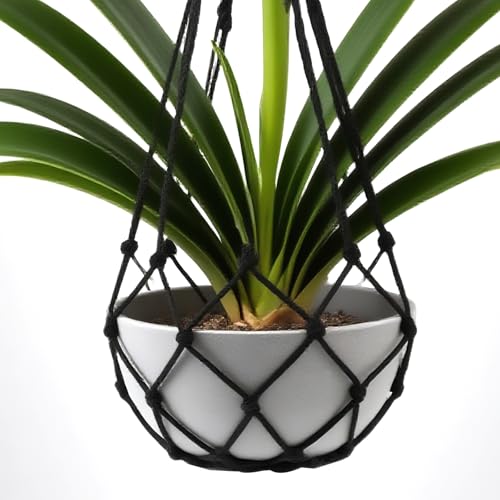 2 Pack Macrame Hanging Planters - Stylish Plant Hangers Crochet Boho Plant Holder Hanging Plant Basket for Up to 8 Inch Pots(Black, Without Patterns) - color: Black, Without Patterns