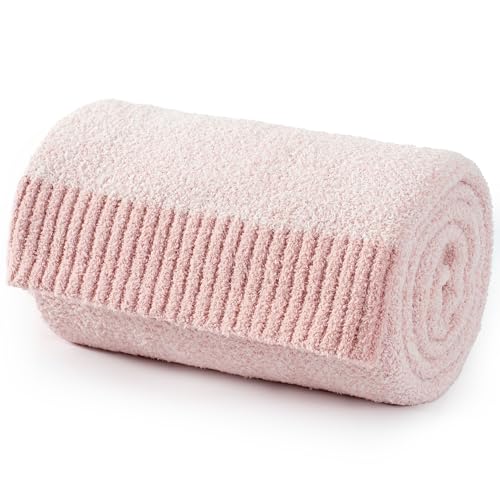 Carriediosa Heather Throw Blanket 60" X 80" Twin, 400GSM Ultra Soft Microfiber Fuzzy Fluffy Reversible Knitted Blankets Cozy Plush Lightweight and Warm Fall Throws for Couch, Bed, Sofa, Dusty Pink - color: Heather - Dusty Pink, size: 60" X 80"