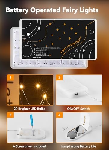 Brightown 24 Pack Fairy Lights Battery Operated String Lights - 7 ft 20 LED Mini String Lights Waterproof Silver Wire Firefly Lights for Vases Mason Jars DIY Crafts Plants Table Centerpieces Wedding - color: Warm White, size: 24 Pack