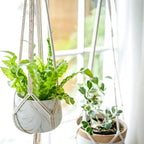 2 Pack Macrame Plant Hanger 47 Inches,Indoor Plant Hanger with Tassel for Boho Home Decor, Hanging Plant Holder with 2 Hooks (Ivory)