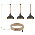 3 Light Plug in Pendant Lights Hammered Dome Hanging Lamp with Switch 22 Ft Long Hemp Rope Farmhouse Pndant Light Cord Lighting Fixture DIY Hanging Light - color: C 3 Lights