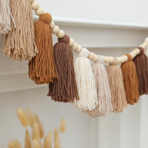 DCJHFJ Boho Tassel Garland Terracotta Rainbow Western Banner Tassels Wall Hanging for Dorm Room Classroom Nursery Kids Bedroom Decor - color: Brown