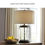Signature Design by Ashley Tailynn Modern 25.25" Glass Table Lamp with Hardback Shade, Clear - color: Taupe With Clear