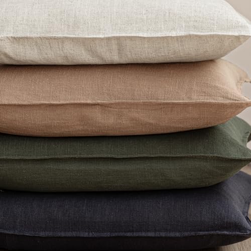 Foindtower Pack of 2, Decorative Linen Solid Throw Pillow Covers Soft Accent Cushion Case Farmhouse Neutral Pillowcase for Chair Couch Sofa Bedroom Living Room Home Decor 16x16 Inch Olive Branch Green - color: Rifle Green, size: 16" x 16" (Pack of 2)