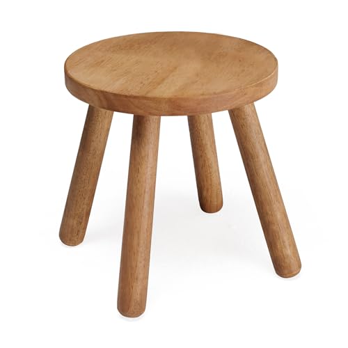 11.8" H Round Solid Wooden Stool Wood Plant Stand Woden Decorative Stool Garden Stool Portable Stand for Kitchen Bathroom Living Room Bedroom