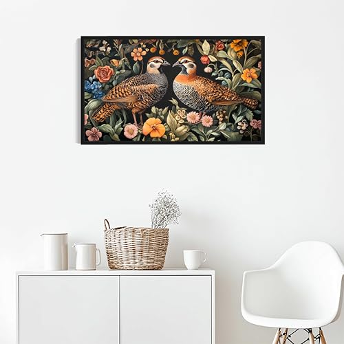 Quails William Morris Wall Art Poster Prints, Vintage Flowers Tapestry, Floral Decor for Living Room, Bedroom, Office, Bathroom AA12 (Quails, 24 x 48 inches (1 Panel), Unframed) - color: Quails, size: 24 x 48 inches (1 Panel)