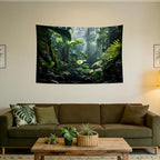 QGHOT Jungle Tapestry Wall Hanging Tropical Rainforest Backdrop Green Palm Leaves Tapestry Extra Large Forest Wall Art for Bedroom Living Room Office Decor 39.1" L x 59.1" W - size: 39.1"L x 59.1"W