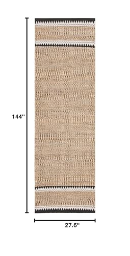 SAFAVIEH Natural Fiber Collection Runner Rug - 2'3" x 12', Natural & Black, Handmade Farmhouse Boho Coastal Rustic Jute, Ideal for High Traffic Areas in Living Room, Bedroom (NF874B) - color: Natural/Black, size: 2'3" x 12' (Runner)