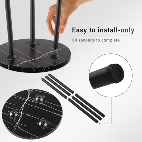 Plant Stand Indoor 2 Pack: Tall Plant Stand 20 Inch Convertible Multi-purpose Flowers Holder - Small Round Side End Table Mid Century Modern Decor - Plant Table for Home Decor - color: Black Marble, size: 20"&20"
