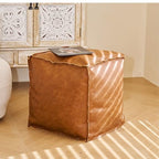Faux Leather Unstuffed Pouf Ottoman, Square Pouffe Footstool Storage Stool, Pouf Sleeve Without Stuffing, Foot rest Suitable for living Room,Bedroom or Balcony（Size：17"D x 17"W x 15"H)No Filler