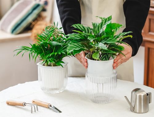 Josteve 5.2 Inch 2 Pcs Self Watering Hanging Planter Indoor Plant Pots Drainage Holes, Outdoor Small Hanging Planters Flower Pot Basket, Visible Water Level, Plant Hanger Home Decor, Gardening - color: White, size: 2*5.2 inch